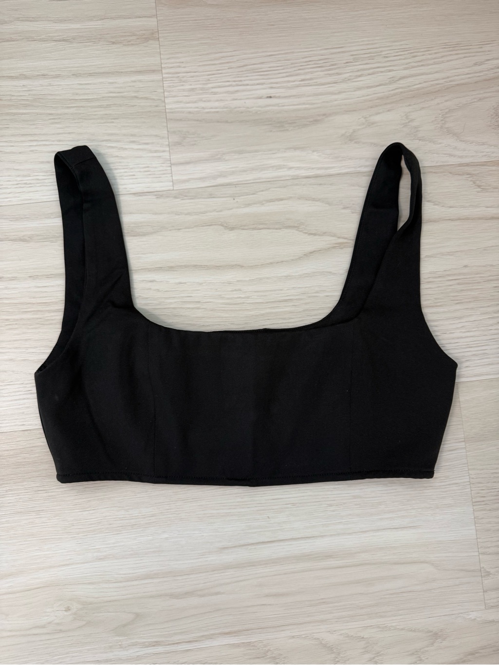 Princess Polly Black Square Neck Crop Tank